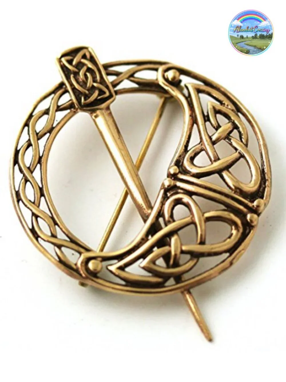 Celtic Knot Bronze Brooch Pin Filigree Celtic Cloak Shawl Scarf Fastener Jewelry
